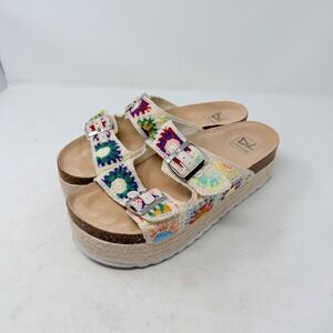 Dirty Laundry Crochet Granny Square Platform Espadrille Sandals Size 9 Boho